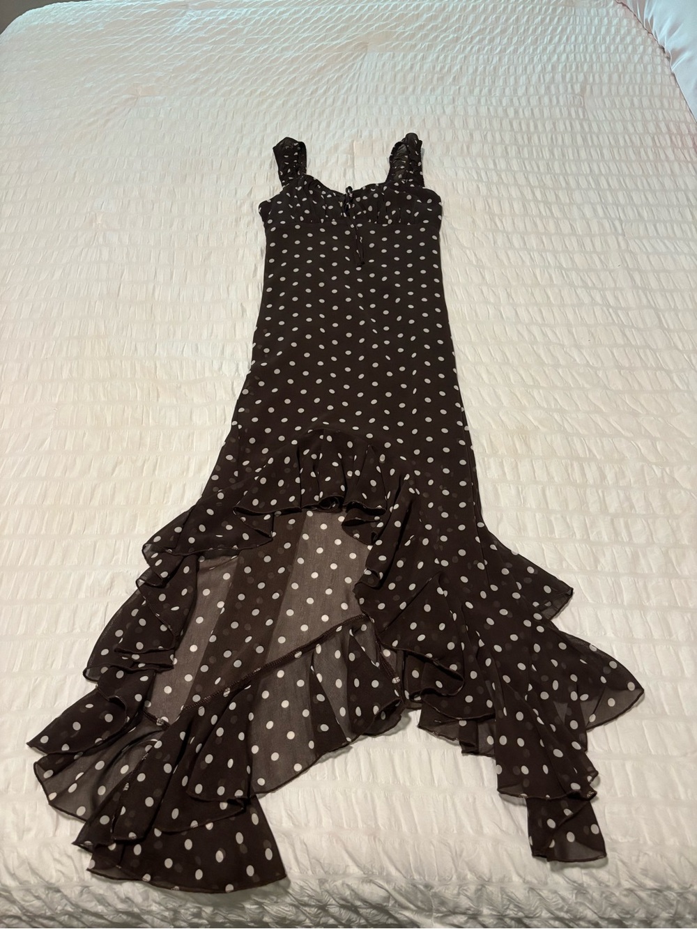 Polka Dot Ruffle Dress 🤎